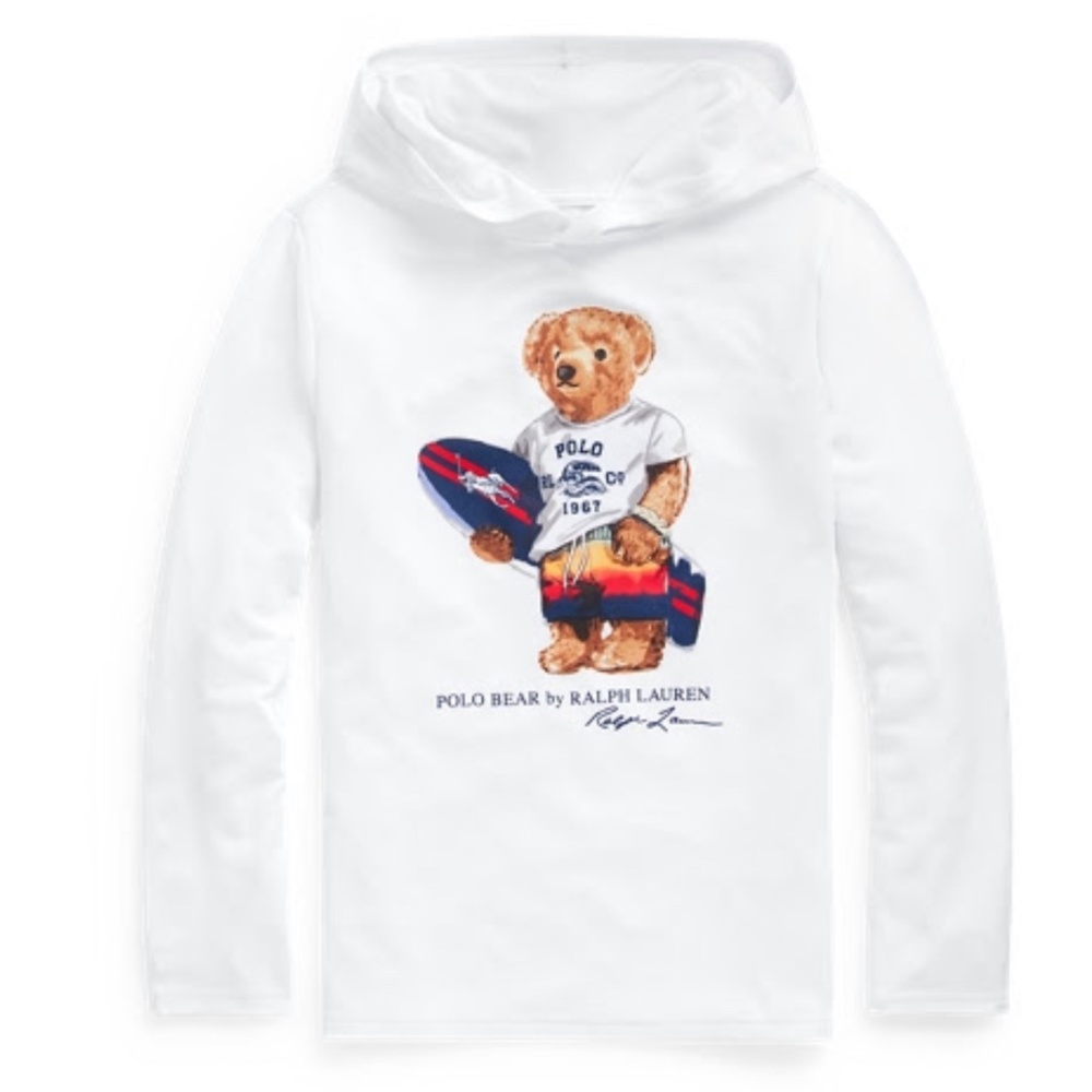 Polo Surfer Bear Hooded Rash Guard UPF Sunscreen
